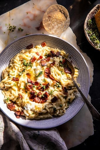 20 Minute Lemon Butter Orzo Carbonara | halfbakedharvest.com