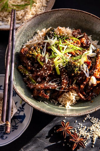 20 Minute Miso Ginger Beef and Broccoli | halfbakedharvest.com