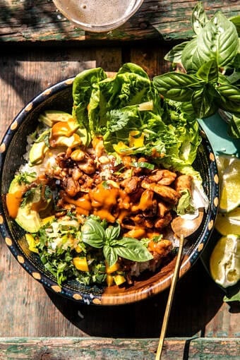 30 Minute Ginger Peanut Chicken Bowls | halfbakedharvest.com