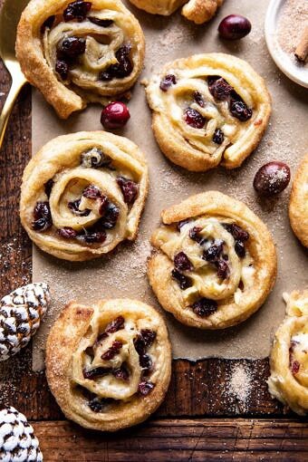 5 Ingredient Cranberry Brie Cinnamon Puff Pastry Swirls | halfbakedharvest.com #brie #cranberries #thanksgiving #christmas