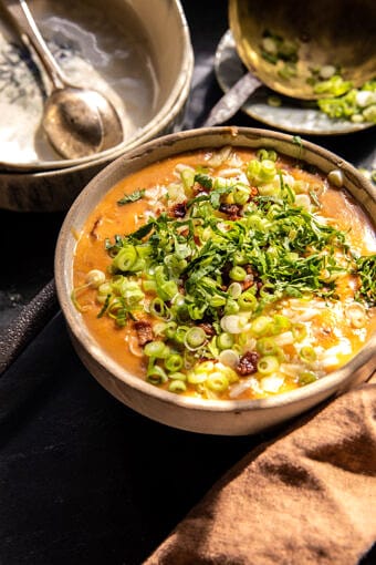 Baked Chipotle Cheddar Sweet Potato Chowder | halfbakedharvest.com