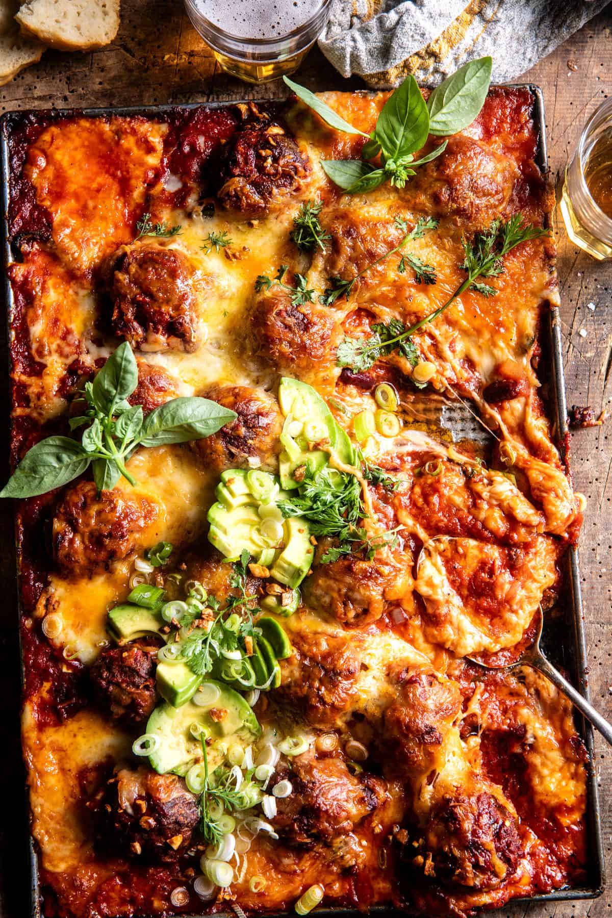 Baked Sheet Pan Chili Cheese Meatballs | halfbakedharvest.com