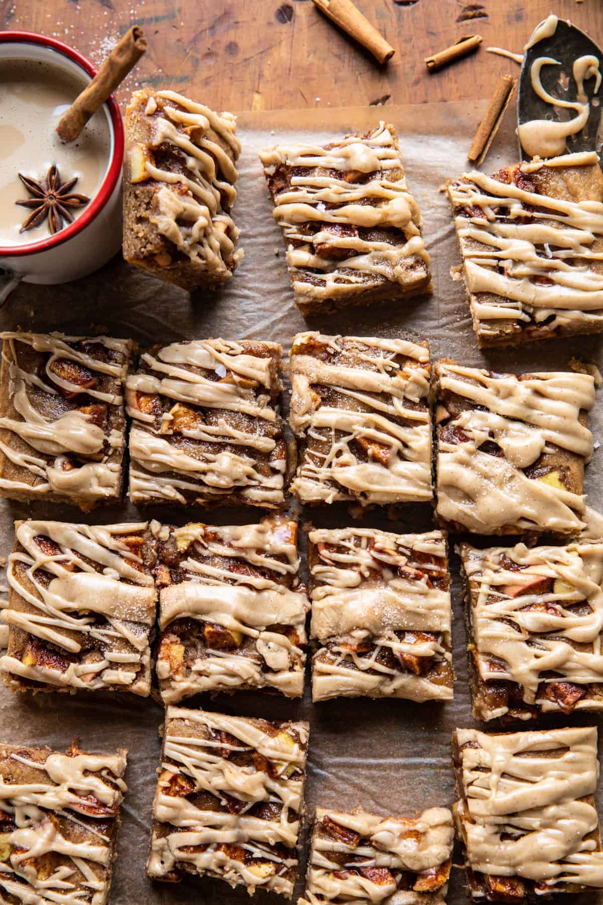 Brown Butter Apple Blondies with Cinnamon Maple Glaze | halfbakedharvest.com