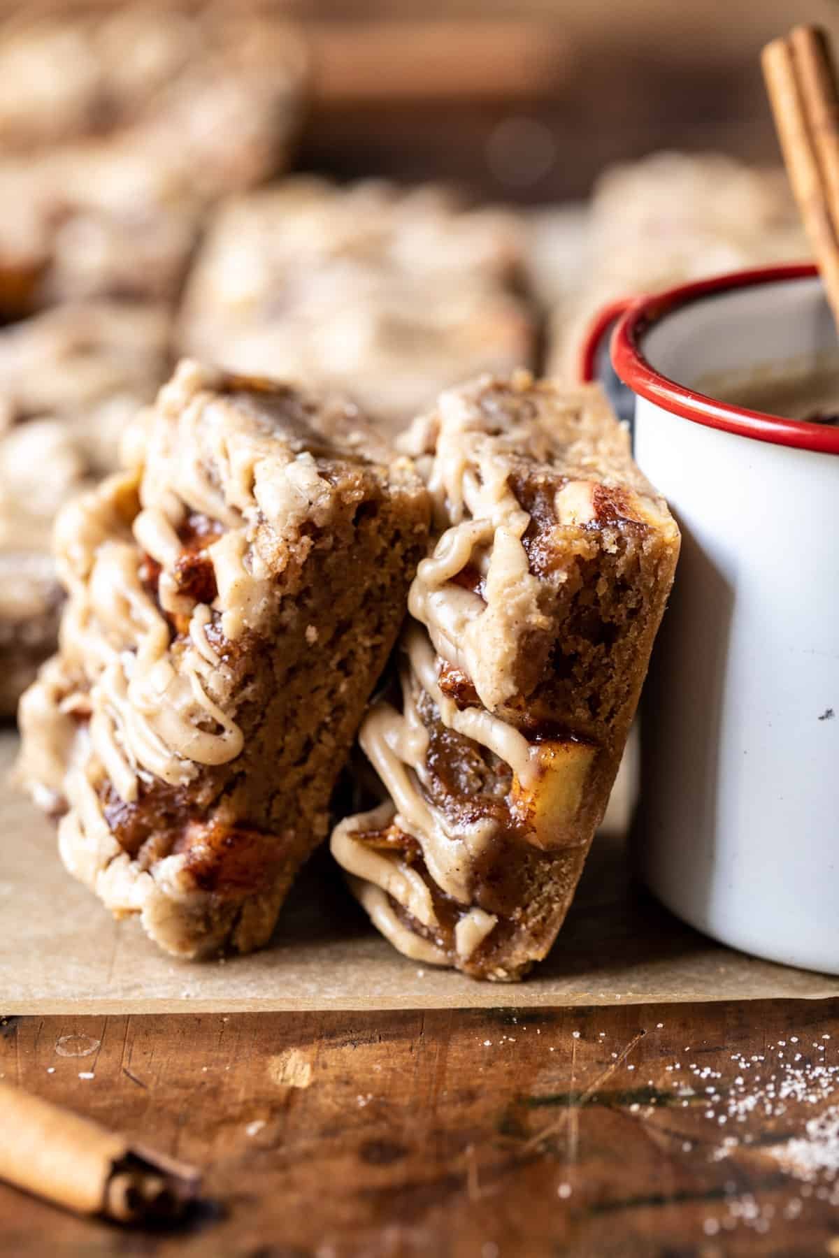 Brown Butter Apple Blondies with Cinnamon Maple Glaze | halfbakedharvest.com