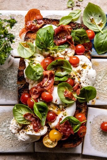 Caprese Garlic Bread with Crispy Prosciutto | halfbakedharvest.com