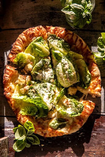 Chicken Caesar Salad Pizza | halfbakedharvest.com