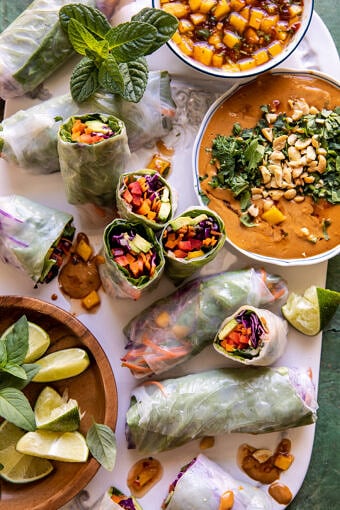 Chili Mango Summer Rolls with Ginger Peanut Sauce | halfbakedharvest.com