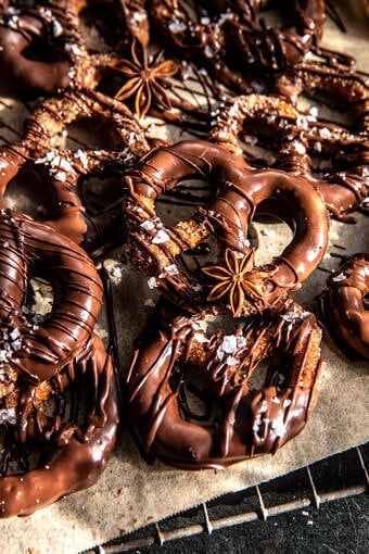 Chocolate Covered Espresso Spiced Pretzels | halfbakedharvest.com