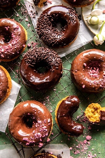 Chocolate Glazed Peanut Butter Banana Doughnuts | halfbakedharvest.com