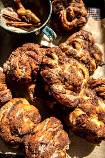 Cinnamon Crunch Apple Butter Soft Pretzel Knots | halfbakedharvest.com