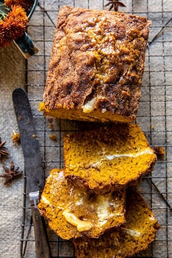 Cream Cheese Swirled Cinnamon Pumpkin Butter Bread | halfbakedharvest.com