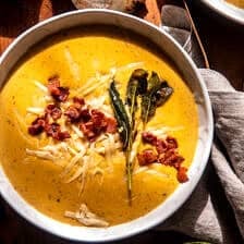 Creamy Butternut Squash Sage Pesto Soup | halfbakedharvest.com