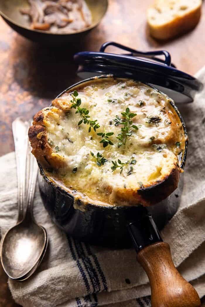 Creamy French Onion and Mushroom Soup | halfbakedharvest.com