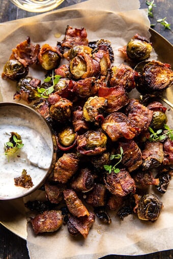 Crispy Bacon Wrapped Parmesan Brussels Sprouts | halfbakedharvest.com