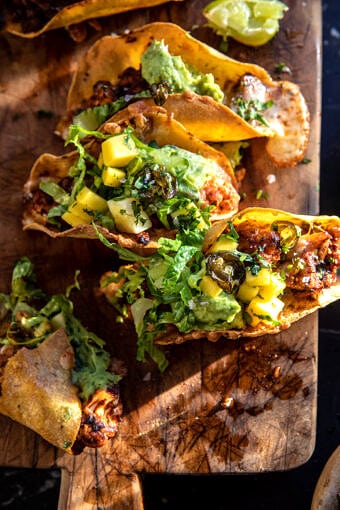 Crispy Caribbean Cauliflower Tacos with Candied Jalapeño Pineapple Salsa | halfbakedharvest.com