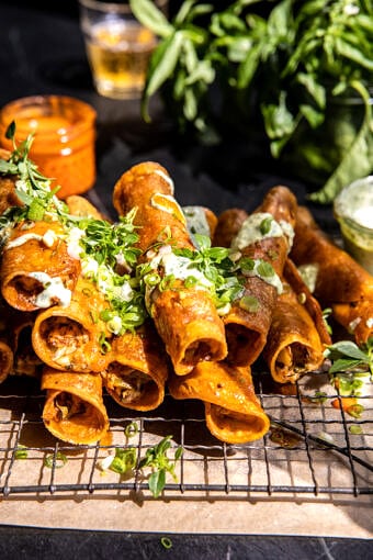 Crispy Jalapeño Cream Cheese Buffalo Cauliflower Taquitos | halfbakedharvest.com