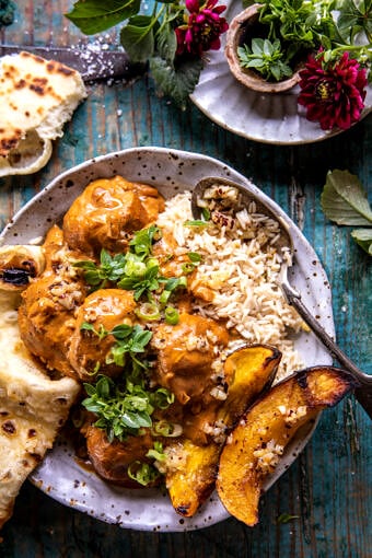 Crockpot Coconut Curry Chicken Meatballs | halfbakedharvest.com