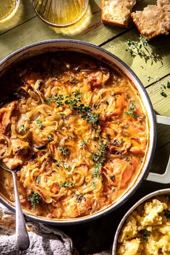 Crockpot Pumpkin Beer Braised Chicken Pot Roast | halfbakedharvest.com