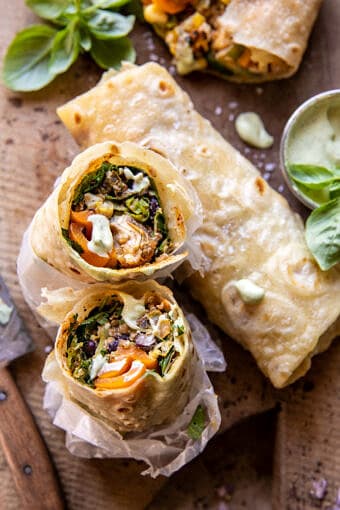 Fajita Chicken and Avocado Ranch Salad Wraps | halfbakedharvest.com