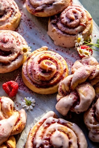 Glazed Raspberry Honey Sweet Rolls | halfbakedharvest.com