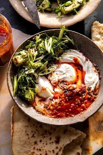 Harissa Eggs in Whipped Goat Cheese | halfbakedharvest.com