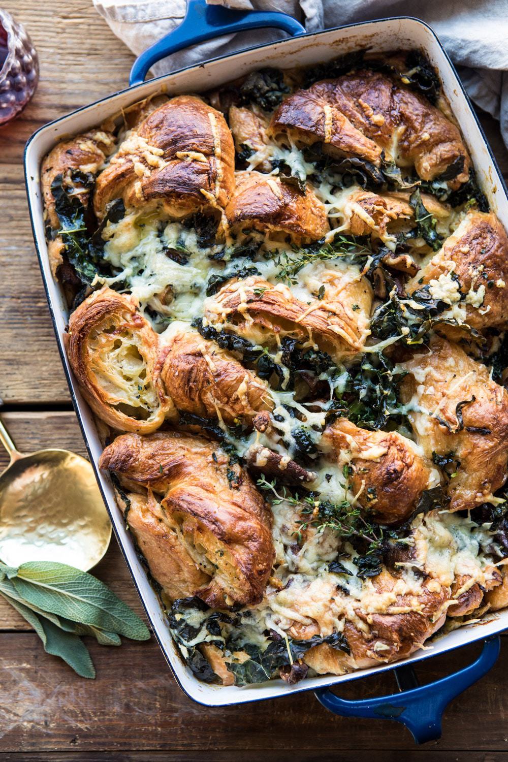 Herby Mushroom Croissant Stuffing | halfbakedharvest.com #stuffing #thanksgiving #easyrecipes #croissants