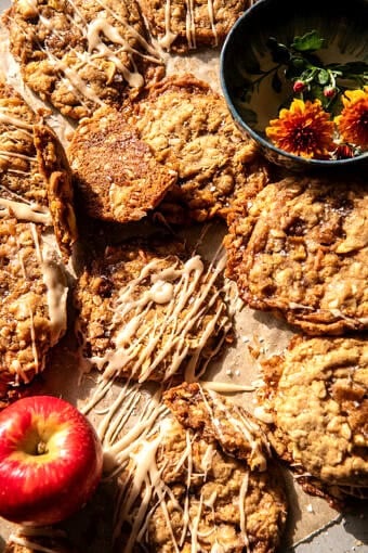 Iced Apple Cider Caramel Oatmeal Cookies | halfbakedharvest.com