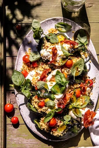 Italian Orzo Stuffed Peppers with Burrata | halfbakedharvest.com