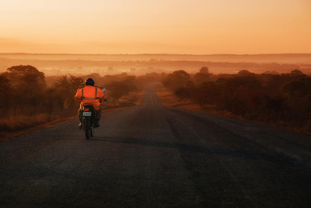 Person on motorcycle