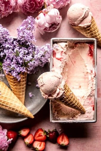 No Churn Creamy Strawberry Ice Cream | halfbakedharvest.com