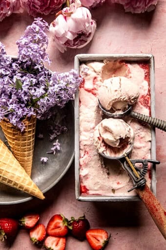 No Churn Creamy Strawberry Ice Cream | halfbakedharvest.com