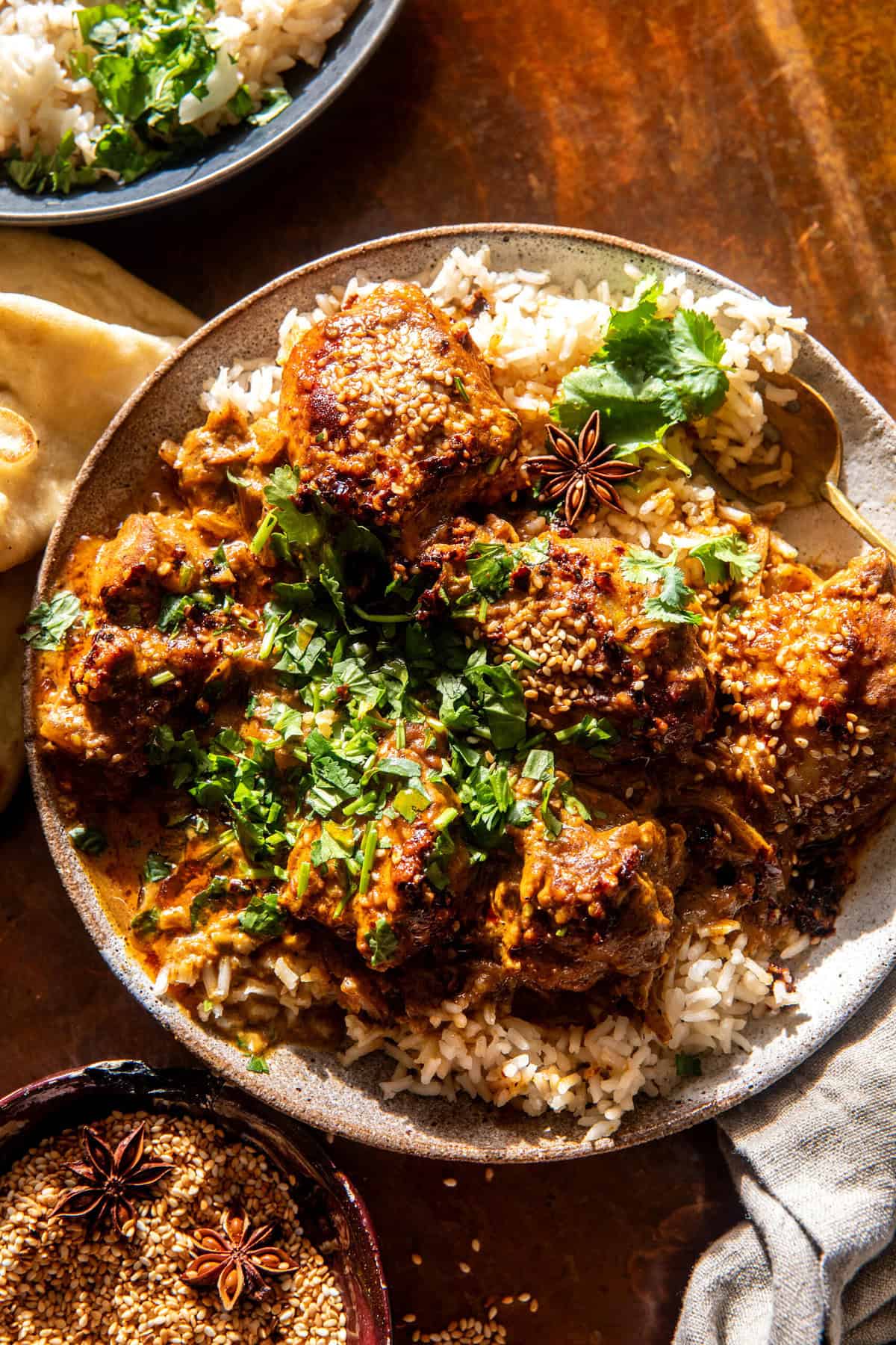 One Pan Sesame Pumpkin Butter Chicken | halfbakedharvest.com