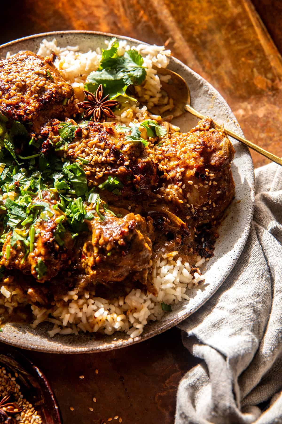 One Pan Sesame Pumpkin Butter Chicken | halfbakedharvest.com