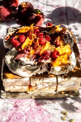 Peach Pretzel Ice Cream Cake | halfbakedharvest.com