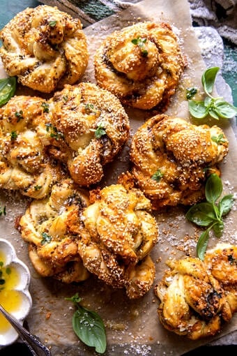 Pesto Garlic Butter Soft Pretzel Knots | halfbakedharvest.com