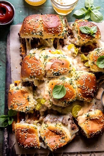 Pull Apart Cheeseburger Sliders | halfbakedharvest.com