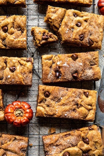 Pumpkin Butter Chocolate Chip Blondies | halfbakedharvest.com