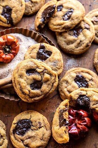 Pumpkin Butter Chocolate Chip Cookies | halfbakedharvest.com #pumpkin #cookies #chocolatechipcookies #fallrecipes