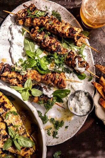 Ranch Chicken Tzatziki with Garlic Parmesan Zucchini | halfbakedharvest.com