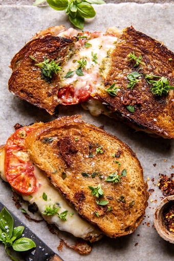 Roasted Garlic Caprese Grilled Cheese | halfbakedharvest.com