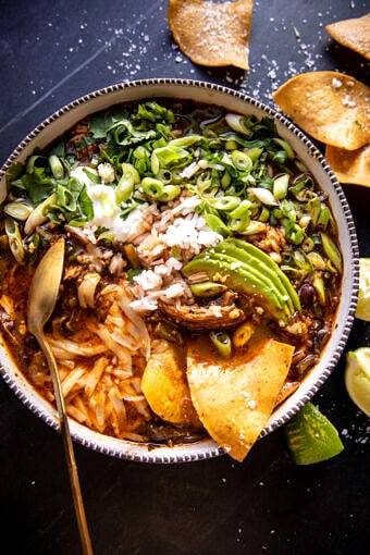 Salsa Verde Chicken and Rice Tortilla Soup | halfbakedharvest.com