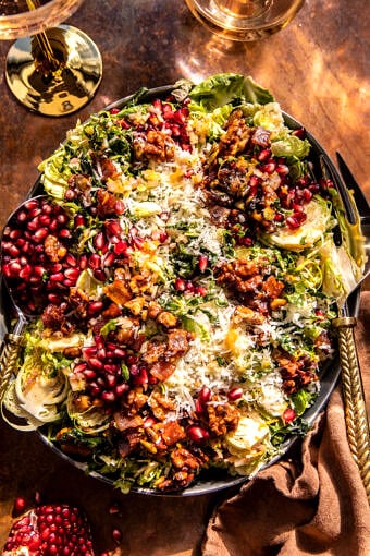 Shaved Brussels Sprout Candied Bacon Salad | halfbakedharvest.com