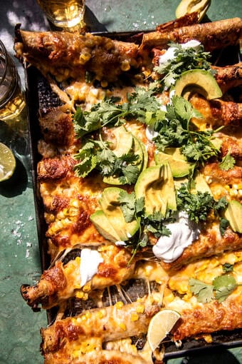 Sheet-pan Green Chile Chicken Taquitos | halfbakedharvest.com