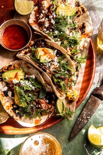 Sheet-Pan Steak and Chipotle Corn Tacos | halfbakedharvest.com