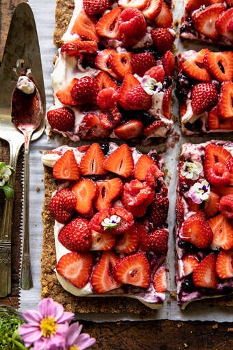 Simple Strawberry and Cream Rye Pretzel Tart | halfbakedharvest.com