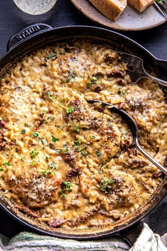 Skillet White Pesto Marry Me Chicken and Orzo | halfbakedharvest.com