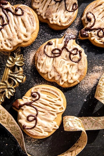 Soft Pumpkin Sugar Cookies with Cinnamon Brown Butter Frosting | halfbakedharvest.com