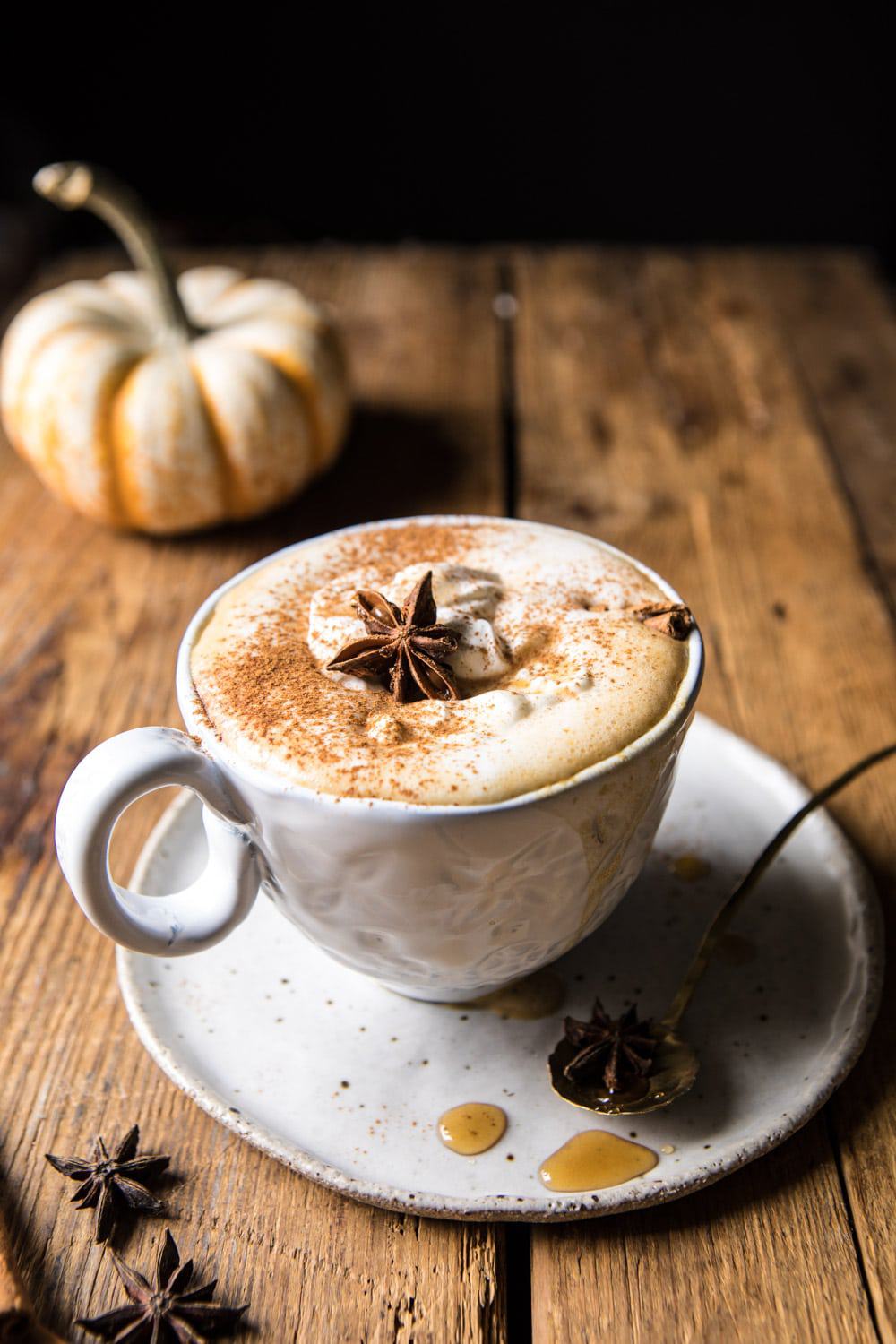 Spiced Pumpkin Maple Latte | halfbakedharvest.com #pumpkinspice #pumpkin #latte #fall #autumn #healthy