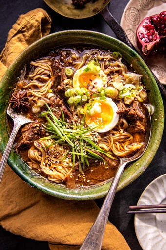 Spicy Miso Braised Beef Ramen | halfbakedharvest.com