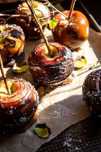 Sweet and Salty Healthier Caramel Apples | halfbakedharvest.com